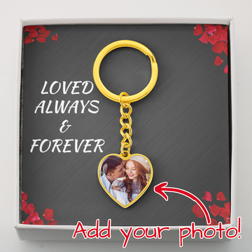 LOVED Heart Shaped Photo Keychain