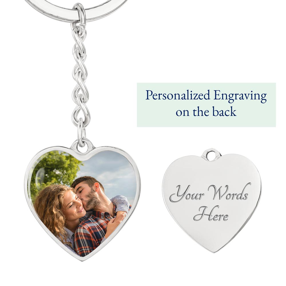 LOVED Heart Shaped Photo Keychain