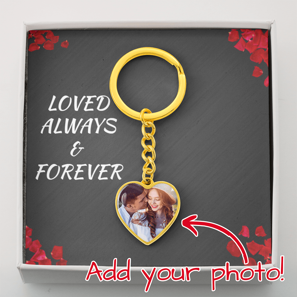 LOVED Heart Shaped Photo Keychain